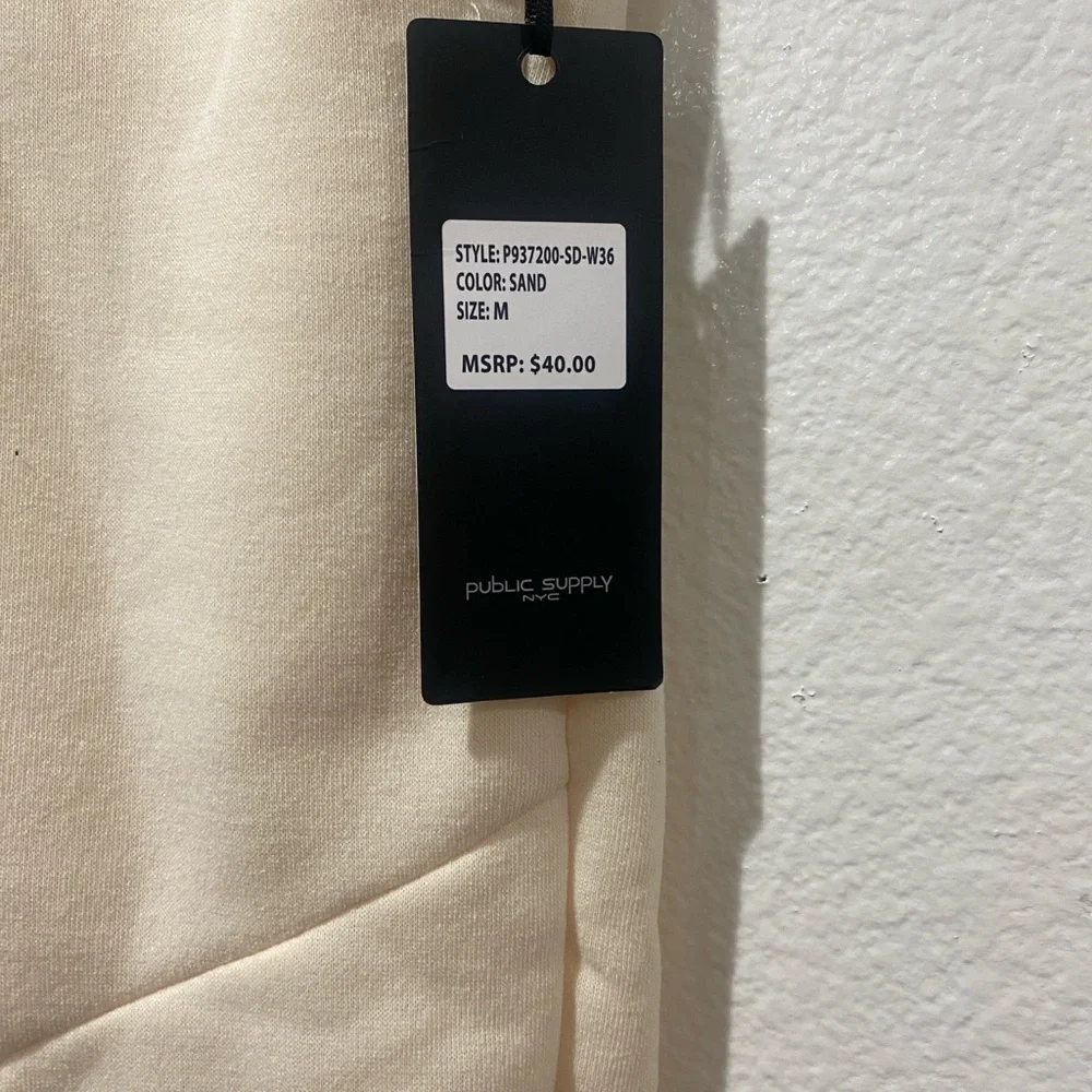 PUBLIC SUPPLY NYC Men's Cream Jogger Pants - Soft Drawstring Sweatpants. Size M
